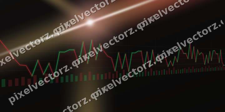 Glowing neon chart background in red and amber