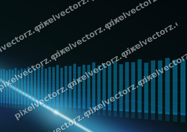 Glowing neon chart background in cyan and teal
