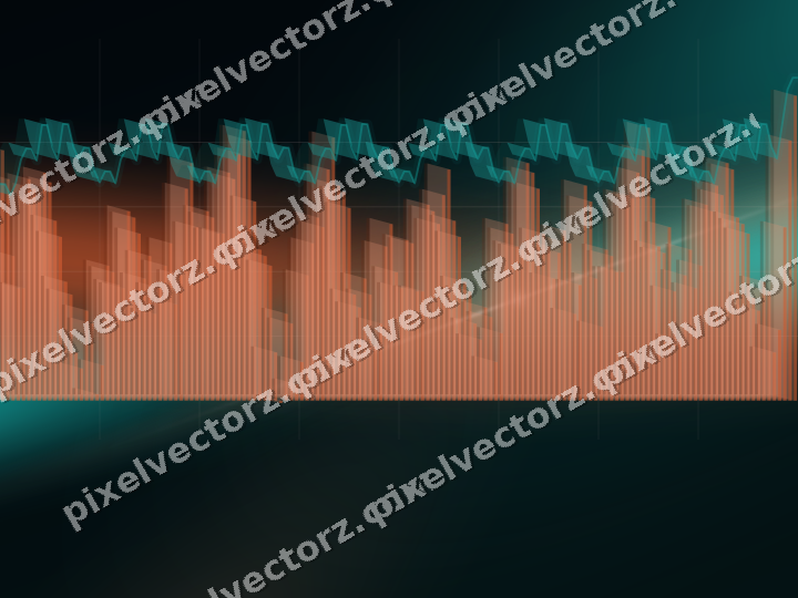 Glowing neon chart background in orange and teal