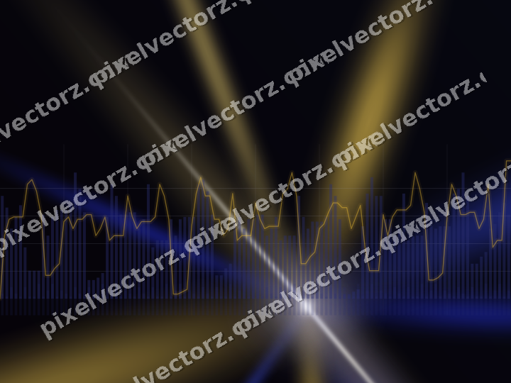 Glowing neon chart background in blue and amber