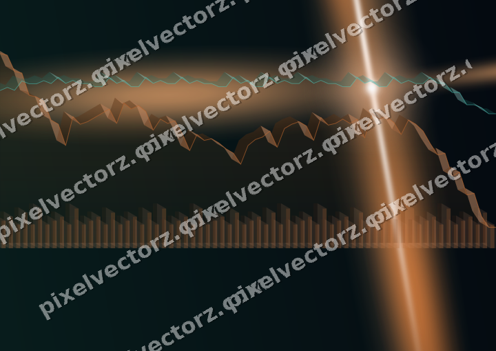 Glowing neon chart background in orange and teal