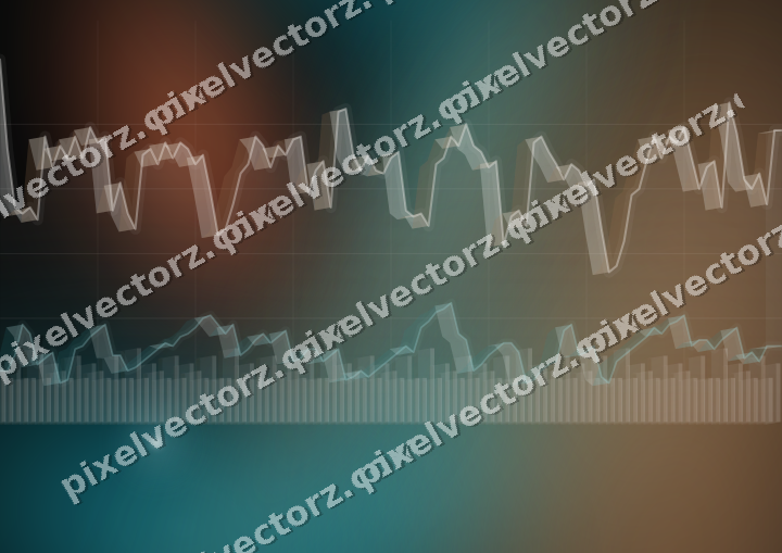 Glowing neon chart background in teal and orange