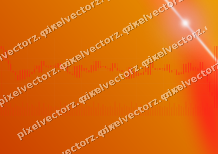 Glowing neon chart background in red and orange