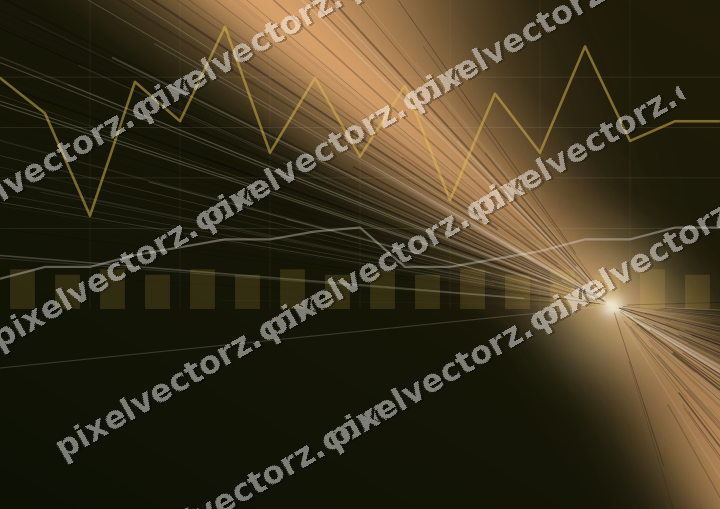 Glowing neon chart background in amber and orange