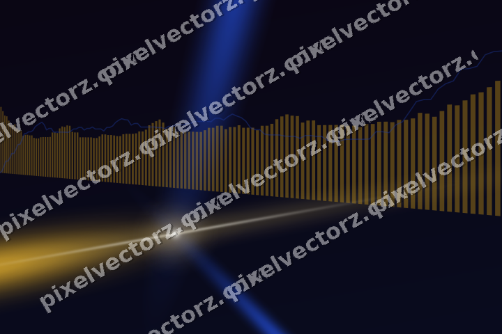 Glowing neon chart background in amber and blue