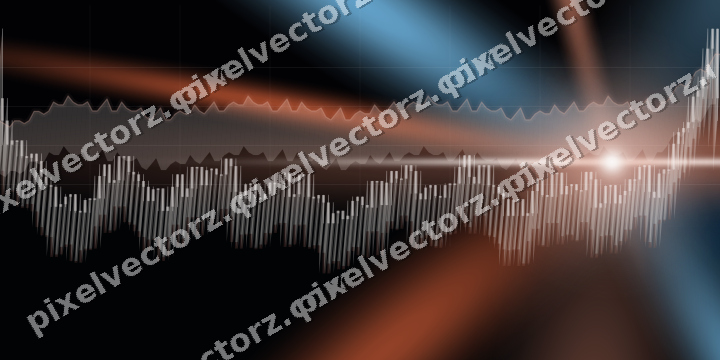 Glowing neon chart background in orange and cyan