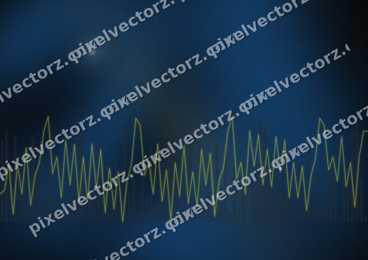 Glowing neon chart background in blue and yellow