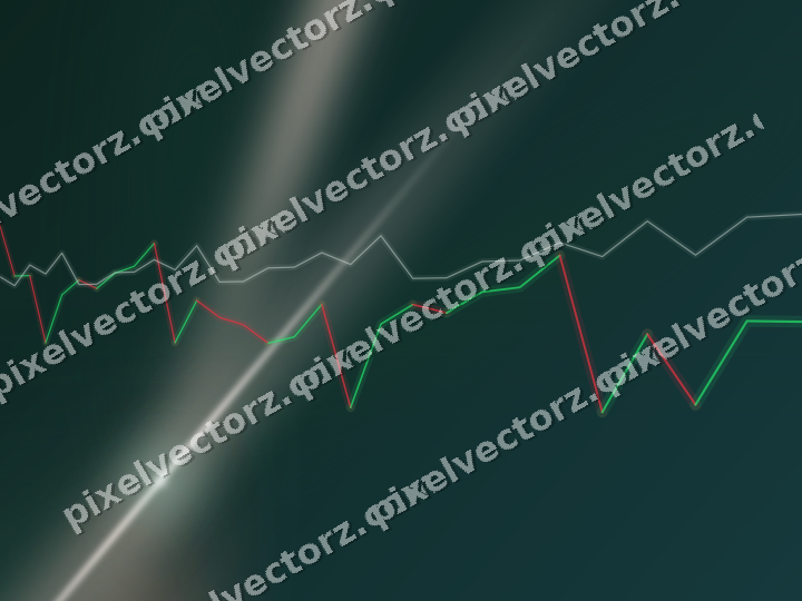 Glowing neon chart background in dark green and orange