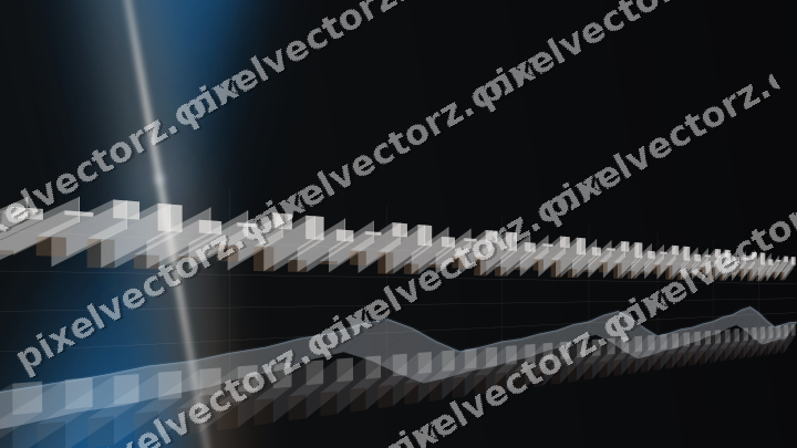 Glowing neon chart background in blue and orange