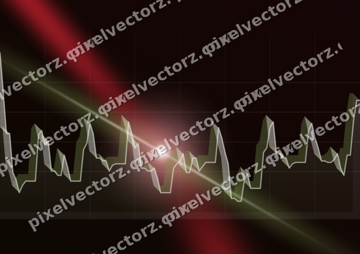 Glowing neon chart background in red and green