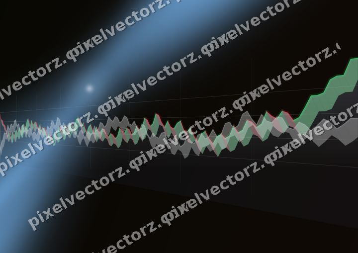 Glowing neon chart background in blue and orange