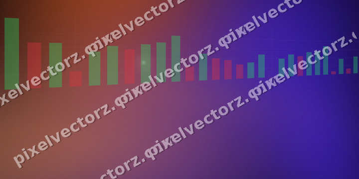 Glowing neon chart background in orange and blue