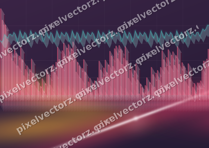 Glowing neon chart background in pink and amber