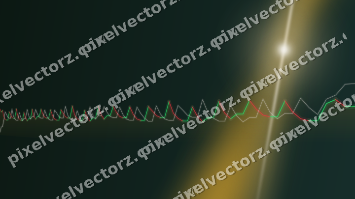 Glowing neon chart background in amber and dark green