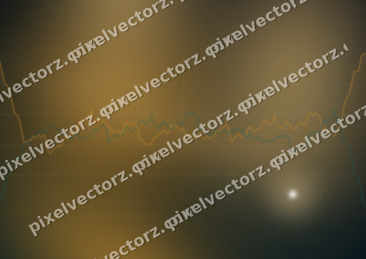 Glowing neon chart background in amber and teal