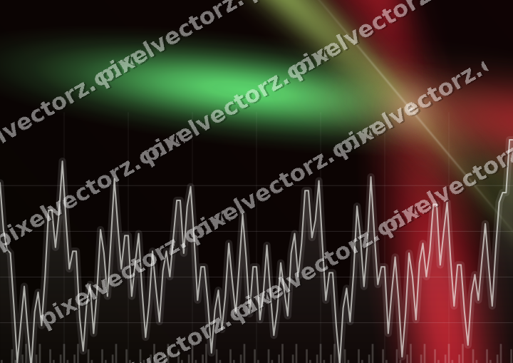 Glowing neon chart background in red and green