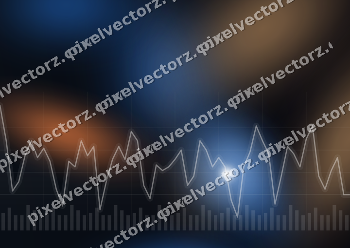 Glowing neon chart background in blue and orange