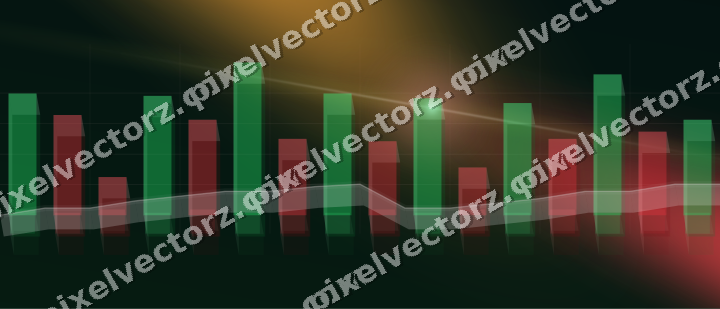 Glowing neon chart background in red and orange