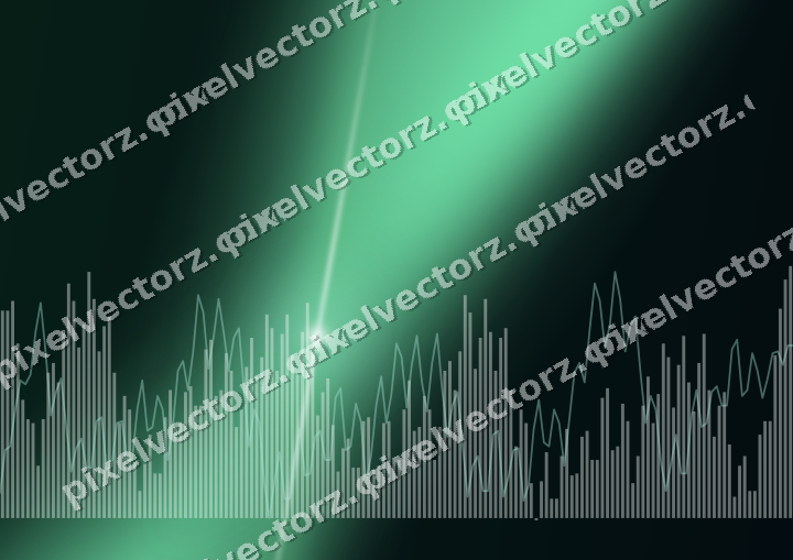 Glowing neon chart background in green and teal
