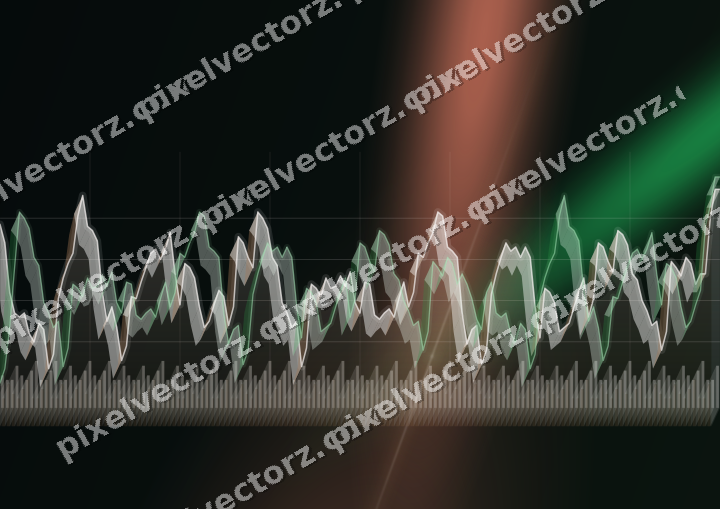 Glowing neon chart background in green and red