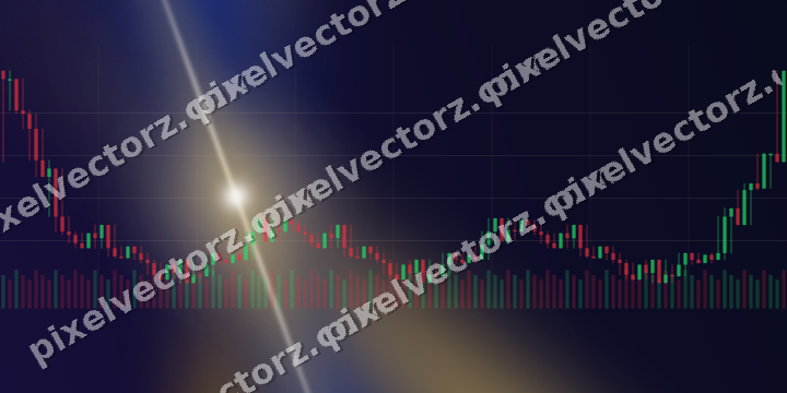 Glowing neon chart background in amber and blue