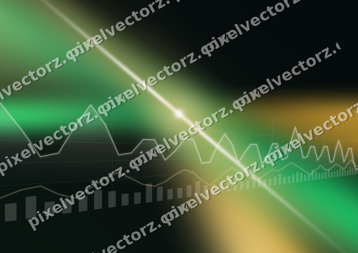 Glowing neon chart background in amber and green