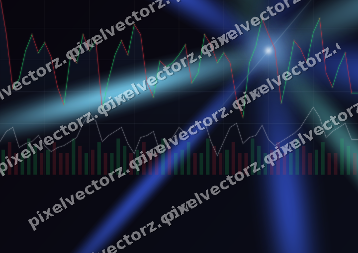 Glowing neon chart background in blue and cyan