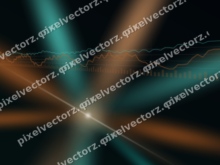 Glowing neon chart background in orange and teal