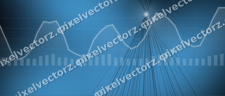 Glowing neon chart background in cyan and blue