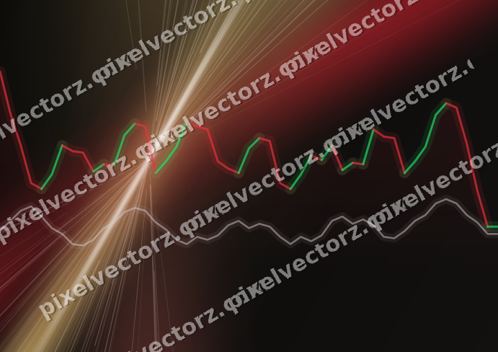 Glowing neon chart background in red and amber