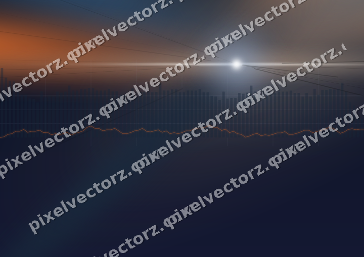 Glowing neon chart background in dark blue and orange
