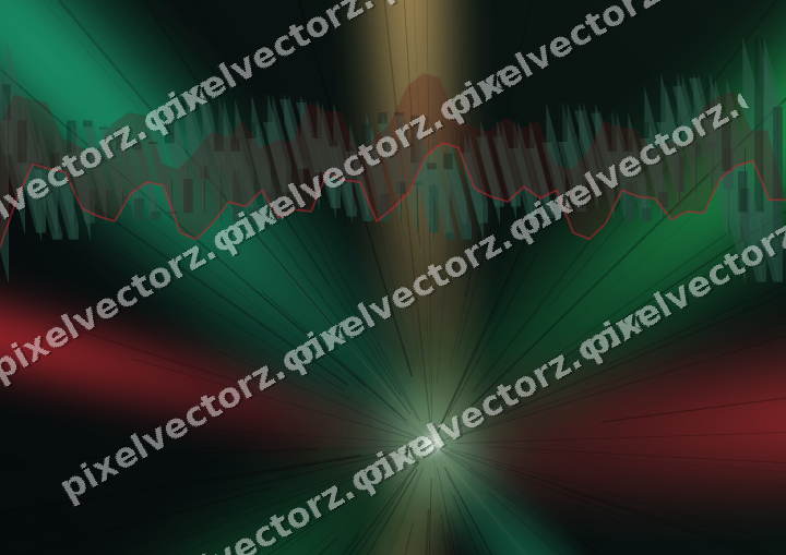 Glowing neon chart background in green and red