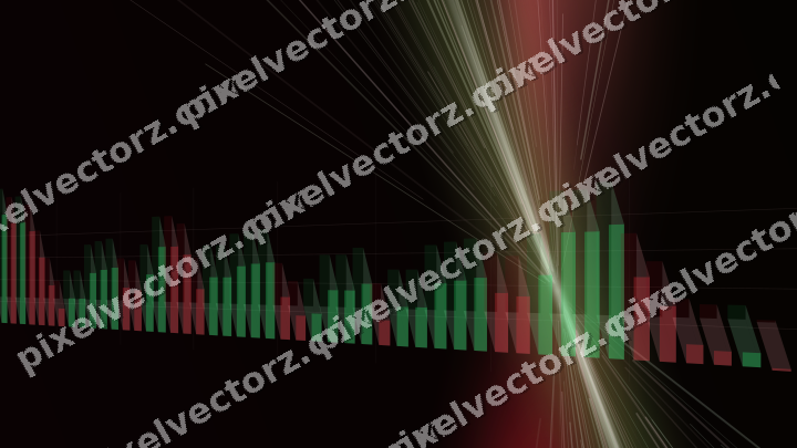 Glowing neon chart background in red and green