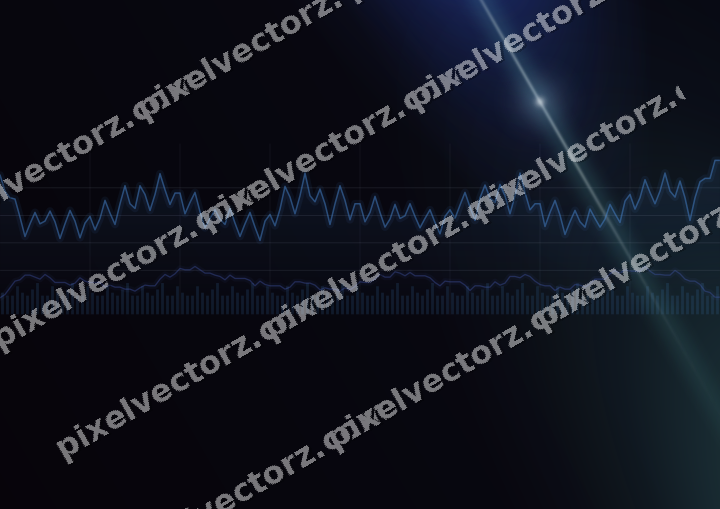 Glowing neon chart background in blue and cyan