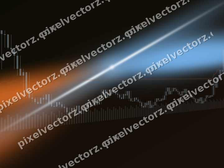Glowing neon chart background in blue and orange
