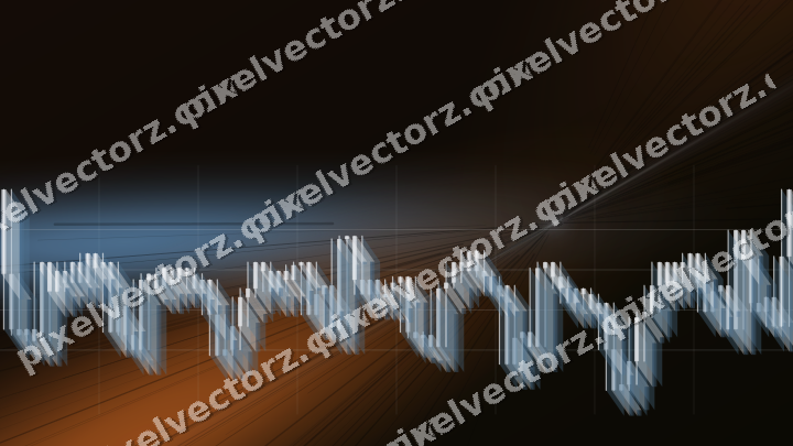 Glowing neon chart background in blue and orange