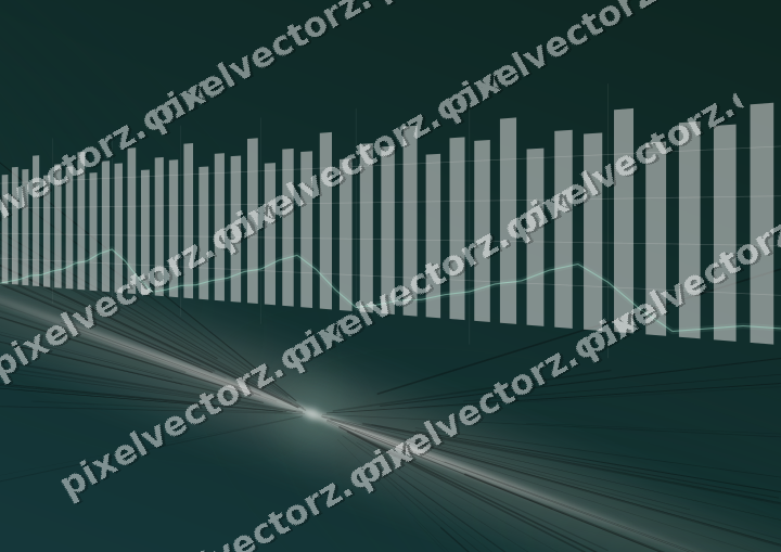 Glowing neon chart background in dark green and orange