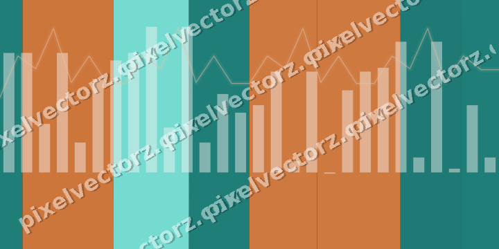 Glowing neon chart background in orange and teal