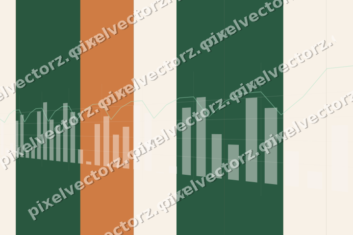 Glowing neon chart background in dark green and orange