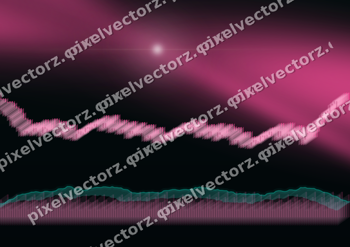 Glowing neon chart background in pink and orange