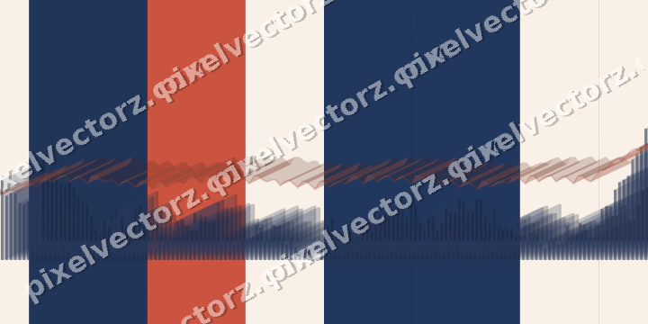 Glowing neon chart background in dark blue and red