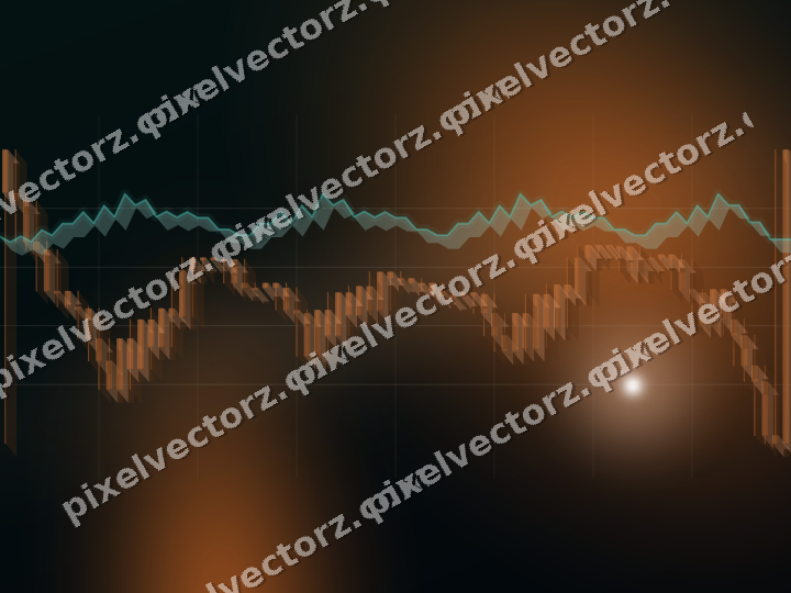 Glowing neon chart background in orange and teal