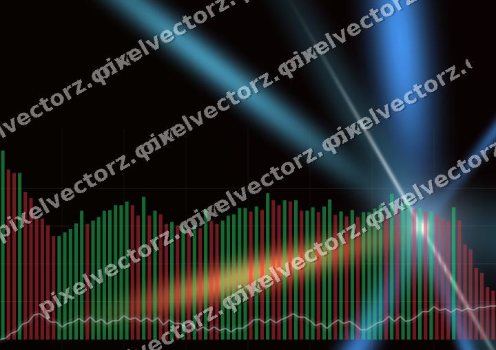Glowing neon chart background in blue and red