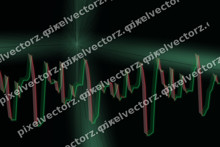 Glowing neon chart background in green and teal