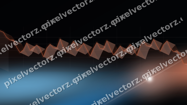 Glowing neon chart background in orange and cyan