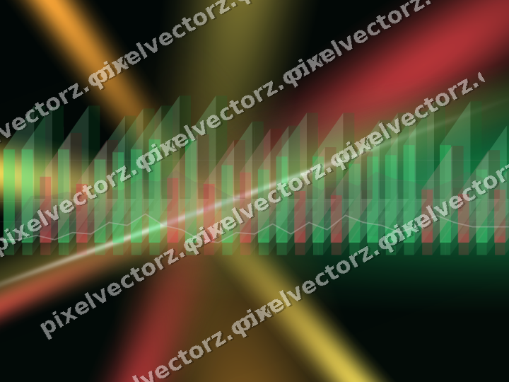 Glowing neon chart background in red and orange