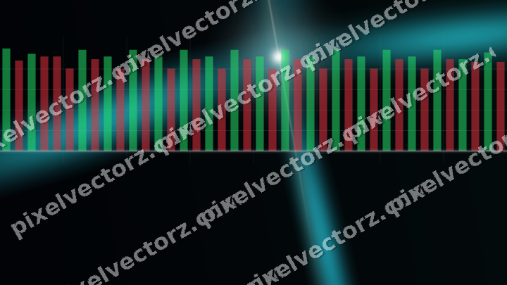 Glowing neon chart background in teal and orange