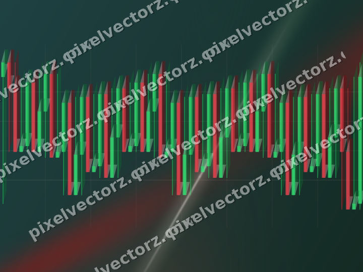 Glowing neon chart background in dark red and dark green