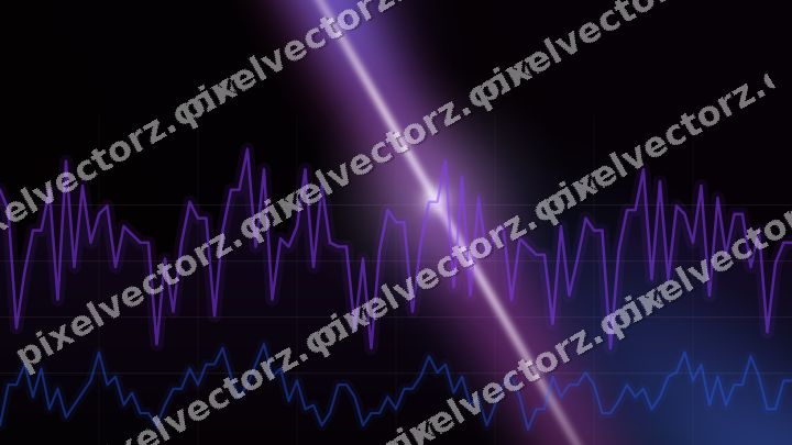 Glowing neon chart background in purple and blue