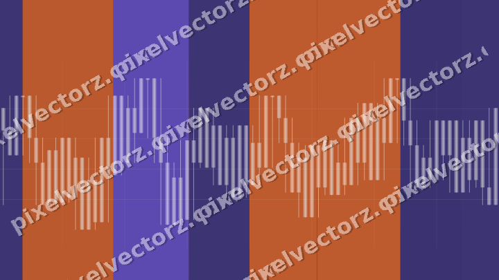 Glowing neon chart background in orange and blue